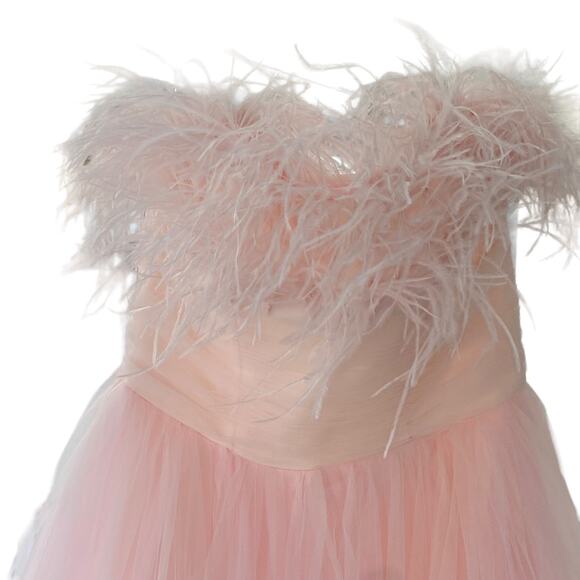 Mac Duggal 20557 Feather Strapless Tulle Ombre Dress Princess Gown - Picture 4 of 6